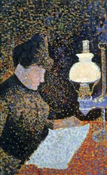 Woman by a lamp